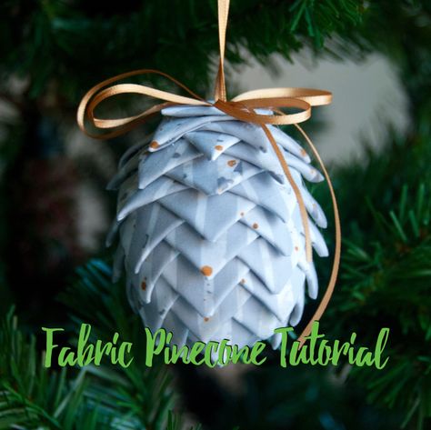 Pine Cone Ornament, Fabric Christmas Ornaments Patterns, Christmas Ornaments Patterns, Folded Fabric Ornaments, Pinecone Ornaments, Quilted Ornaments, Quilted Christmas Ornaments, Handmade Gift Tags, Ornament Tutorial