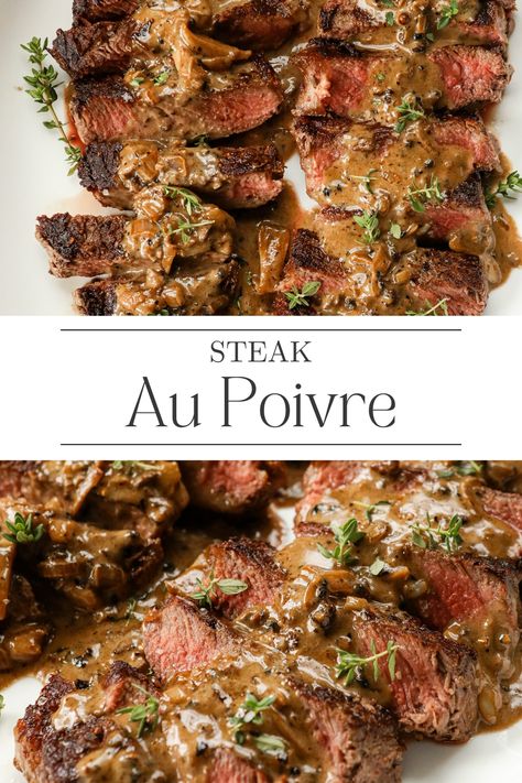 Classic Steak Au Poivre recipe Steak Dinner Recipes, Sauce Au Poivre, Pan Sauce, Steak Sauce, Sugar Maple, Steak Dinner, Beef Dinner, Beef Steak, Delicious Dinner Recipes