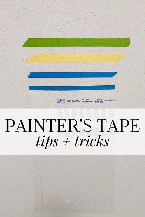 Painters Tape Caulk Trick, Painters Tape Hack, How To Tape For Painting, Using Tape To Paint Designs, How To Tape Straight Lines On A Wall, Painters Tape Design Wall, Painters Tape Wall, Remove Tape Residue, Painters Tape Design