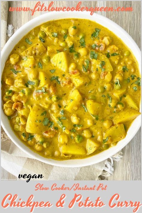 Vegan Potato Crockpot Recipes, Instant Pot Potato Curry, Crock Pot Chickpea Curry, Plant Based Slow Cooker Recipes Healthy, Crock Pot Curry Vegetarian, Instant Pot Curry Recipes Vegetarian, Dried Chickpea Recipes Slow Cooker, Instant Pot Chickpea Curry, Instant Pot Chickpeas Recipes