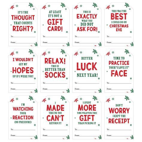 PRICES MAY VARY. [CHRISTMAS FUN GIFT LABELS DESIGN]- Unique design by Hailey designer. Christmas gift tag stickers designed with red and green snowflowers, and print funny words, total 12 styles. Christmas gift stickers labels will bring laughter and smiles to friends and family. [WHAT YOU GET]-You will get 120pcs 3 x 2 inch Christmas name labels. [GOOD STICKER MATERIAL]-Holiday gift tag stickers are made of high-quality paper and glue material. [EASY TO USE]-Christmas gift labels are easy to pe Christmas Gift Tags From Santa, Funny Christmas Tags, Christmas Gift Stickers, Hawaii Cruise, Avon Marketing, Gift Tag Stickers, Christmas Gift Tags Diy, Designer Christmas, Decorate Christmas