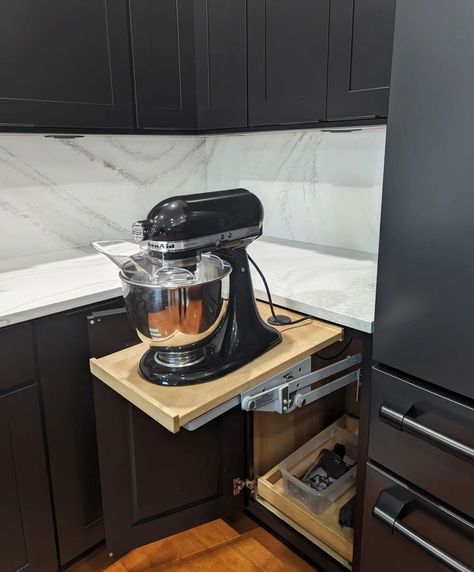 Thinking ahead and adding pull-out organization is an important part of the planning process and can make a tremendous difference to the overall functionality of your kitchen! Here are some great options we recently installed! 😀 Design & Installation- Abilene, KS #kitchenstorage #kitchenorganization #kitchenorganizer Mixer Lift, Mixer Kitchenaid, Rev A Shelf, Counter Space, Planning Process, Love Love Love, Organization Ideas, Kitchen Aid, Love Love