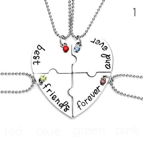 Friendship Necklaces For 4, 4 Best Friends, Bff Necklace, Forever Necklace, Floating Diamond Necklace, Women Friends, Friendship Necklace, Heart Necklaces, Forever Gifts