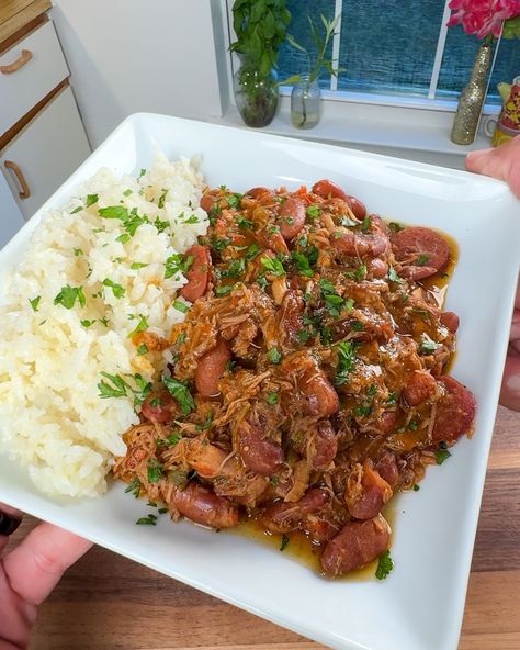 Red beans and rice with smoked turkey, sausage, and white rice for #juneteenth Full recipe and reel will be posted tomorrow! My mouth was burning in the last video because I wanted to be cute and eat it piping hot🤣🤣🤣 #redbeansandrice #soulfood #creolefood #food #foodies #foodphotography #comfortfood #easyrecipes Sausage And White Rice, Beans Rice And Sausage, Smoked Turkey Sausage, Dinner Hosting, Red Beans Rice, Red Beans And Rice, Beans And Rice, Southern Cuisine, Creole Recipes