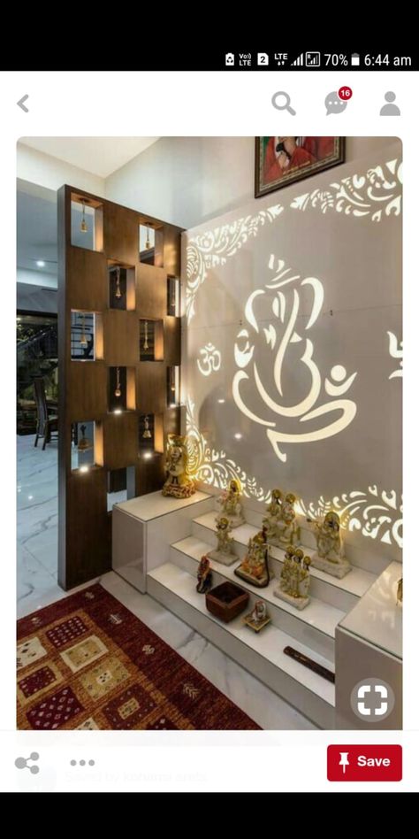 Sitting Mandir Design, Pooja Design, Temple Ideas, Favourite List, Prayer Room Ideas, Mirror Interior Design, Mandir Design, House Interior Design Styles, Temple Design For Home