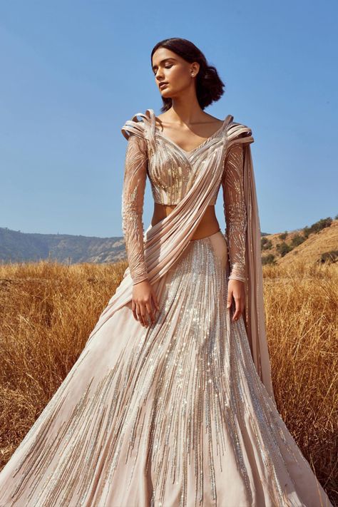 Gaurav Gupta Gowns, Sun Deity, Ejaaz Couture, Draped Lehenga, Wedding Outfits Indian, Summer Couture, Sunset Spring, Seema Gujral, Indian Wedding Gowns