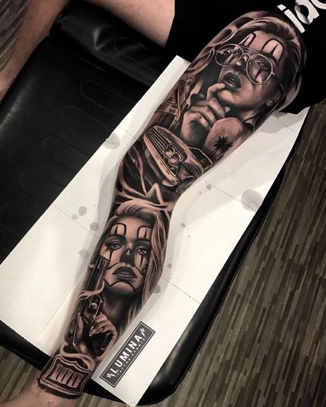 Dortmund Wallpaper, Lowrider Tattoo, Chicanas Tattoo, Chicano Tattoos Sleeve, Arm Sleeve Tattoos For Women, Lion Tattoo Sleeves, Full Leg Tattoos, Full Tattoo, Gangsta Tattoos