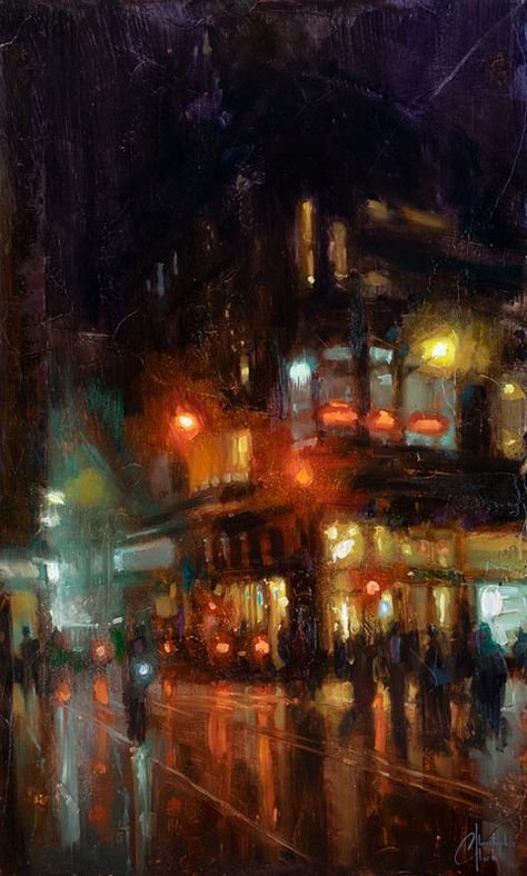 NYC - Bustling Corner | This is an original New York City NY… | Flickr New York Drawing, New York City Night, New York Painting, Acrylic Painting Inspiration, Clark Art, Jazz Art, Nyc Art, City Painting, New York Art