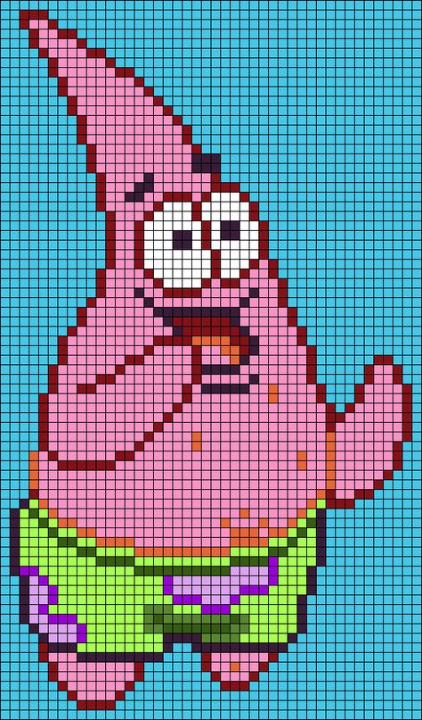 Alpha pattern #107733 | BraceletBook Spongebob Best Friend, Pixel Grid, Lucky Charms Cereal, Krabby Patty, Graph Paper Designs, Graph Paper Drawings, Crochet Wall Hangings, Pixel Art Grid, Kids Products