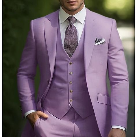 Purple Homecoming Suit, Tangled Wedding Suit, Lilac Wedding Suit, Purple Wedding Suit Men, Light Purple Suits For Men, Lilac Groomsmen Attire, Purple Suit Wedding, Light Purple Tuxedo, Lavender Suit Men