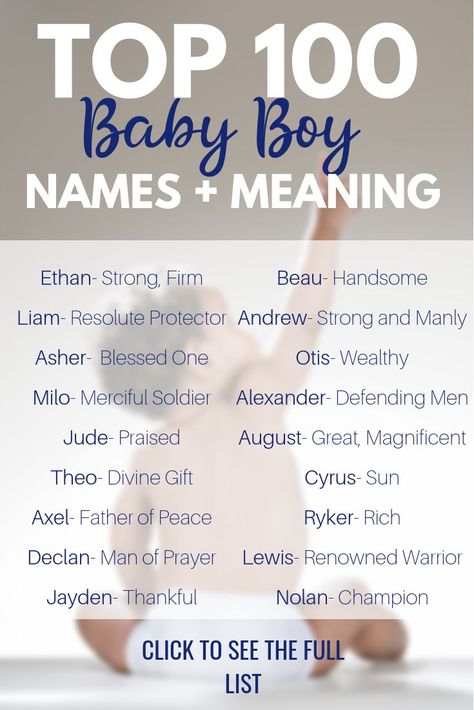 Top 100 Baby Boy Names  for 2019. Unique and uncommon baby boy names. this list induces their meaning too! Bible Boy Names, Boy Names And Meanings, Top Baby Boy Names, Uncommon Baby Boy Names, Popular Baby Boy Names, Names And Meanings, Names For Boys List, Southern Baby Names, Unique Baby Boy Names