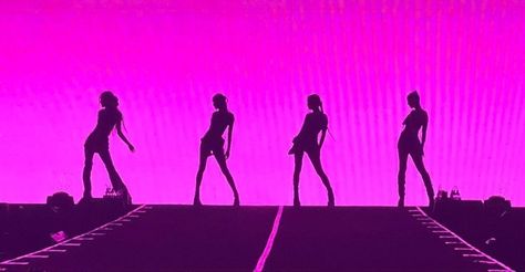 Blackpink Silhouette, Monk Pictures, Rosé Concert, Blackpink Poster, Pink Tour, Jennie Kim Blackpink, Bff Pictures, Famous Girls, Group Photos