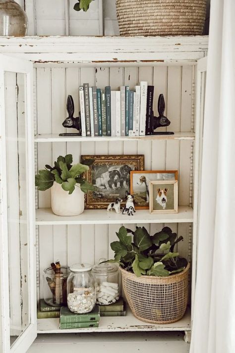 Styling shelves is one of my favorite things to do whenever I'm looking for a way to change up our home. This cabinet has been one of my favorites to style ever since we got it a few months ago! I usually switch up our shelves for each season but sometimes more than that if I'm feeling inspired. One question I get is i Lots Of Books, Cabinet Shelves, Styling Shelves, Bookcase Styling, Bookcase Decor, Bookshelf Styling, Bookshelves Diy, Decorating Shelves, Bookshelf Decor