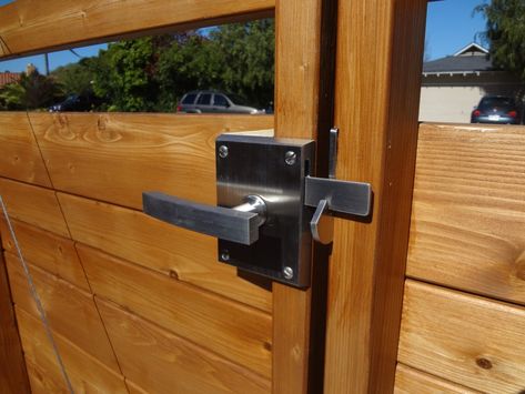 Alta Stainless Steel Gate Latch for Double Gates Locking Gate Latch Ideas, Gate Locks Outdoor, Carport Gate, Gate Latch Ideas, Sliding Fence Gate, Backyard Door, Double Gates, Wooden Fence Gate, Wood Fence Gates