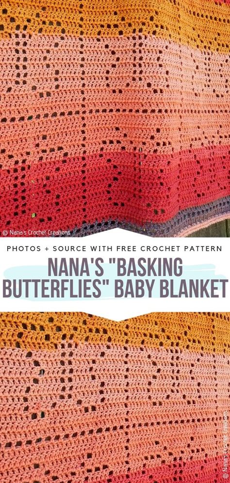 Fantastic Butterfly Blankets Free Crochet Patterns - Free Crochet Patterns Filet Crochet Patterns Free Charts, Fast Crochet Blanket, Adult Blankets, Baby Blanket Free Crochet Pattern, Blankets Knitted, Butterfly Crochet, Crocheted Afghans, Free Baby Blanket Patterns, Crochet Patterns Filet