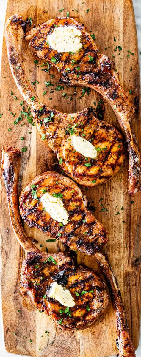 Tomahawk Pork Chop Recipe, Tomahawk Pork Chop, Chicken Ranch Burgers, Labor Day Recipes, Jo Cooks, Grilled Meat Recipes, Easy Grilled Chicken, Grilled Pork Chops, Summer Grilling Recipes