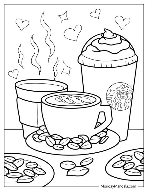 Coffe Coloring Pages, Video Games Coloring Pages, Gilmore Girls Coloring Pages, Coffee Coloring Pages Free Printable, Starbucks Coloring Pages, Cafe Coloring Pages, Coloring Pages Coffee, Dessert Coloring Pages, Coffee Coloring Pages