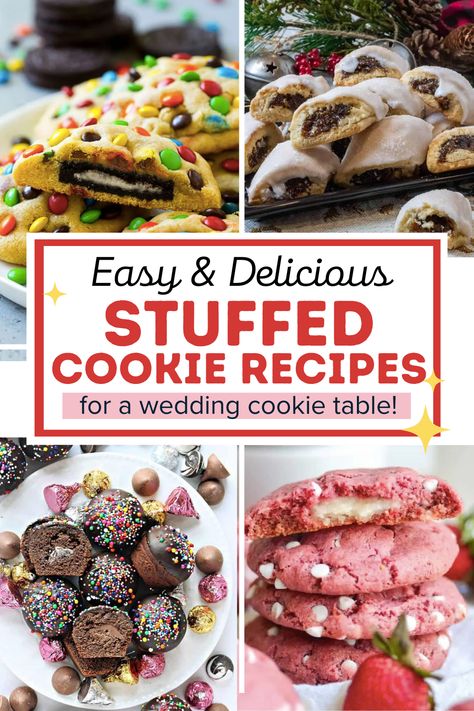 Cookie Filling Ideas, Rolo Stuffed Cookies, Easy Stuffed Cookies, Candy Filled Cookies, Garibaldi Cookies, Best Stuffed Cookie Recipes, Creative Cookies Recipes, Stuffed Christmas Cookies, Stuffed Cookie Ideas