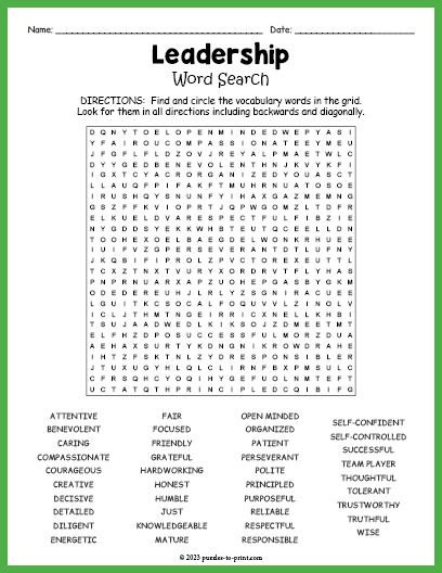 Fun Worksheets For Middle School, Middle School Word Search, Teamwork Worksheets, Leadership Activities For Kids, Leadership Worksheets, Kid Worksheets, Leadership Words, Leadership Development Activities, Leadership Games