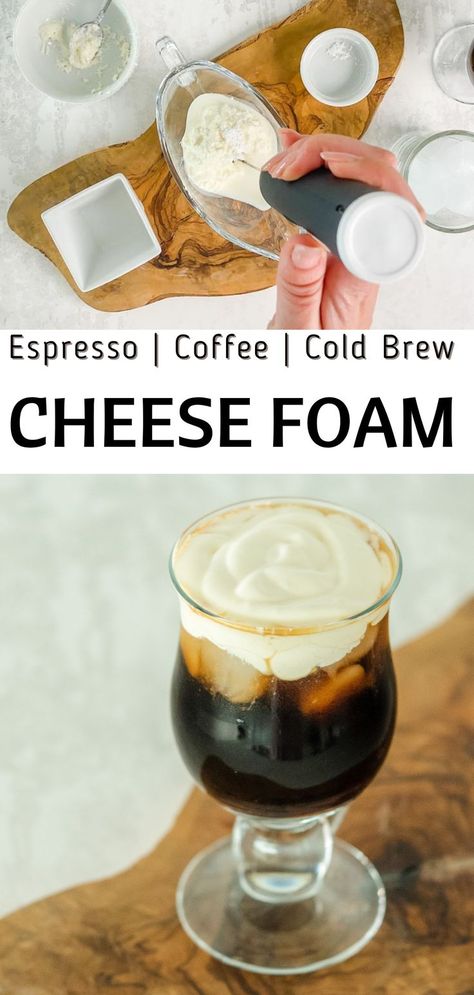 Foam For Coffee, French Press Coffee Recipe, Cheese Foam, Cold Drinks Recipes, Nespresso Recipes, Sweet Cheese, Cold Brew Coffee Recipe, Kid Friendly Drinks, Espresso Recipes