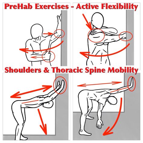 Tight Shoulders? Try these Active Flexibility exercises to loosen up your shoulders and your Thoracic Spine!  Check out my Facebook fan page for more detailed instructions.  Click the link: https://www.facebook.com/Michael.Rosengart.CSCS/posts/825484007518585  Also visit www.prehabexercises.com to get more tips and advice.  #prehab #shouldermobility #thoracicspinemobility #t-spinemobility #activeflexibility #preparetoperform Pnf Stretching, Thoracic Spine Mobility, Psoas Release, Shoulder Rehab, Flexibility Exercises, Spiritual Being, Tight Shoulders, Bolesti Chrbta, Stability Exercises