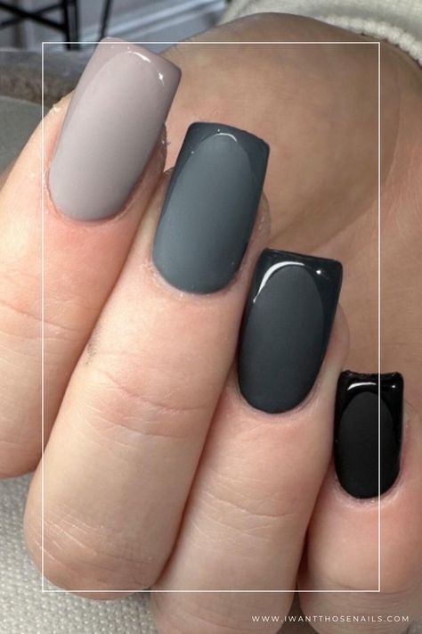 matte grey winter nails Grey Tips Nails, Gray And Black Nail Designs, Grey And Black Nails Designs, Black And Gray Nail Designs, Dark Gray Nails, Grey Nail Ideas, Slate Nails, Dark Grey Nails, Tidy Tips