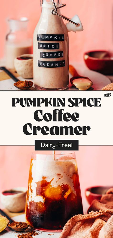 A healthier, dairy-free, homemade coffee creamer with pumpkin spice! Full of fall flavor and just 5 minutes + 8 ingredients required. Homemade Creamer, Homemade Pumpkin Spice Coffee Creamer, Homemade Pumpkin Spice Creamer, Homemade Pumpkin Spice Coffee, Pumpkin Spice Coffee Creamer, Healthy Coffee Creamer, Keto Coffee Creamer, Pumpkin Spice Creamer, Vanilla Coffee Creamer