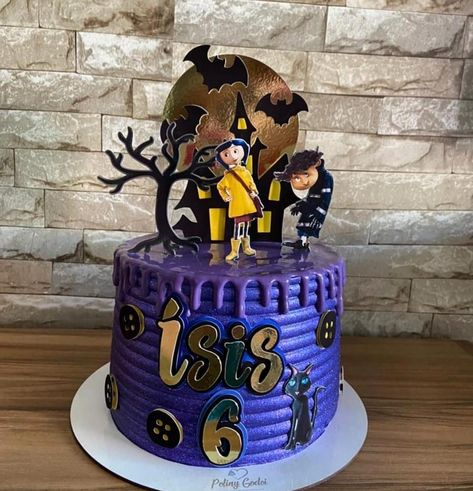 Coraline Cake Ideas, Coraline Birthday Party Ideas, Coraline Birthday Cake, Caroline Cake, Coraline Theme, Coraline Cake, Caroline Birthday, Zoe Cake, Coraline Birthday