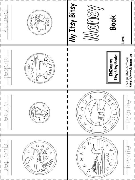 Canadian money coins book printable free Book Crafts Kindergarten, Money Kindergarten, Crafts Kindergarten, Teaching Money, Canadian Money, Money Activities, Money Math, Money Worksheets, Canadian Coins