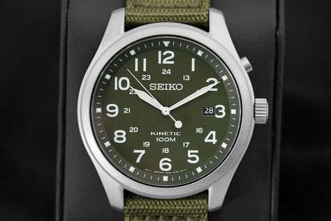 Seiko Kinetic Field Watch Seiko Kinetic, Field Watches, Best Watches, Affordable Watches, Pilot Watch, Seiko Watches, The 20th Century, Samsung Gear Watch, Men's Style