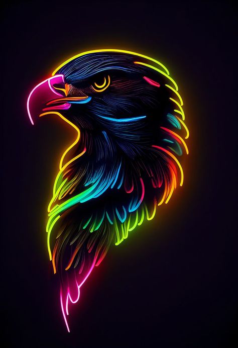 Eagle Paintings, Neon Animals, Fall Wallpaper Tumblr, Animals Abstract, Neon Light Wallpaper, Eagle Artwork, Foto Bawah Air, Eagle Painting, Eagle Wallpaper