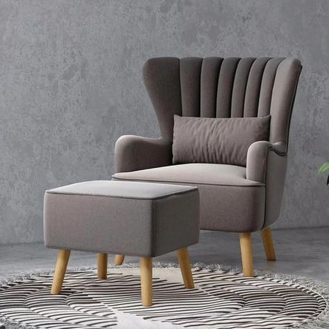 wing back chair with foot rest #furniture #interiordesign #homedecor #design #interior #furnituredesign #home #decor #sofa #architecture #interiors #homedesign #decoration #livingroom #art #luxury #furniturejepara #interiordesigner #wood #vintage #woodworking #designer #furnituremurah #style #interiordecor #bedroom #sofaminimalis #chandigarh #chandigarhblogger Single Chairs Living Room, Single Chair Sofa, Accent Chairs For Bedroom, Luxury Chair Design, Chair And Footstool, Wing Back Chair, Luxury Furniture Sofa, Luxury Sofa Design, Chair Design Modern