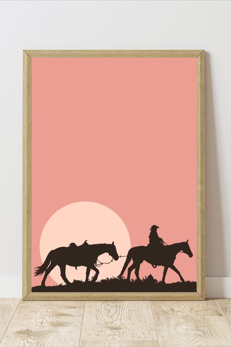 Western Wall Art, Instant Digital Downloads available in my Etsy shop! Western Aesthetic Painting, Easy Western Paintings Canvases, Easy Western Painting Ideas On Canvas, Western Paintings Canvases, Western Painting Canvas, Cowgirl Print, Poster Gallery Wall, Western Posters, Boho Painting