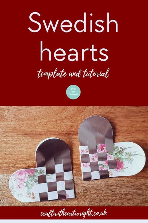 Swedish hearts template (+tutorial) - Swedish Felt Heart, Swedish Hearts Pattern, Swedish Hearts, Gluten Free Yule Log, Hearts Template, Yule Log Recipe, Basic Tool Kit, Woven Heart, Heart Template