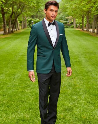 Wedding Tuxedos | The Knot Black Tux, Tuxedo Wedding, Green Bows, Green Tie, Tuxedos, The Knot, Knot, Wedding Inspiration, Green