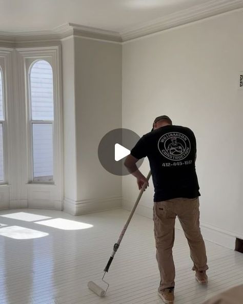 Leanne Ford on Instagram: "We have been painting floors white for years now but we think these might be our best yet. Swipe through to see how we did them!

Step 1: Make sure to sand and clean your floors before getting started.

Step 2: Get your paint! This is the best floor paint (other than a true epoxy) that we have found yet — it’s an industrial oil-based paint that is super durable but also reflects light in the most beautiful way. The product we used is linked out in the source guide for this project on my website and in my stories! To note: the paint is tinted Shoji White from Sherwin Williams to match the walls.

Step 3: Work your way around the room with your paint brush to cut in all of your edges.

Step 4: Use a paint roller to fill in the remaining space in the middle of the r Painting Laminate Floors, Painting Floors, Shoji White, Floor Paint, Gym Floor, Gym Flooring, I Am So Happy, Home Needs, Paint Roller