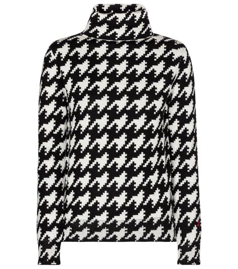 Perfect Moment - Houndstooth wool sweater | Mytheresa Pattern Turtleneck, Turtleneck Jumper, Wool Sweaters Womens, Turtle Neck Jumper, White Turtleneck, Black Houndstooth, White Houndstooth, Wool Turtleneck, Houndstooth Pattern