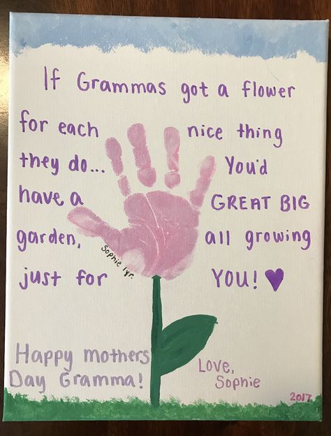 Mothers Day craft for Gramma! Grandma Diy, Birthday Presents For Grandma, Diy Gifts For Grandma, Grandma Crafts, Grandparents Day Crafts, Presents For Grandma, Diy Mother's Day Crafts, Gift Painting, Presente Diy