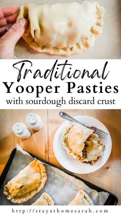 Yooper Pasties, Yooper Pasty Recipe, Pasty Recipe Michigan, Savory Hand Pies Recipes, Pasty Recipe, Sourdough Starter Discard, Hand Pies Savory, Pasties Recipes, Homemade Pie Crust Recipe