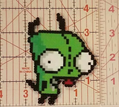 Gir Invader Zim Perler Beads, Invader Zim Alpha Pattern, Tv Girl Perler Beads, Gir Pixel Art Invader Zim, Gir Perler Pattern, Invader Zim Perler Beads, Gir Perler Bead, Invader Zim Pixel Art, Emo Perler Beads