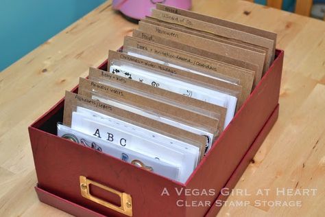 DIY Clear Stamp Storage – Scrap Booking Clear Stamp Storage, Craft Room Organisation, Scrapbook Paper Storage, Craft Paper Storage, Craft Storage Organization, Scrapbook Storage, Scrapbook Organization, Stamp Storage, Organize Craft Supplies