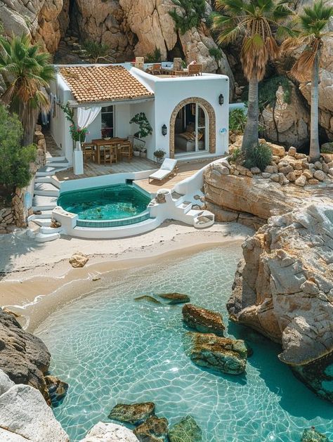 Spanish Hacienda, Mediterranean Luxury, Mud House, Beachfront House, Swimming Pool House, House Bloxburg, Dream Life House, Luxury Cottage, Paradise On Earth