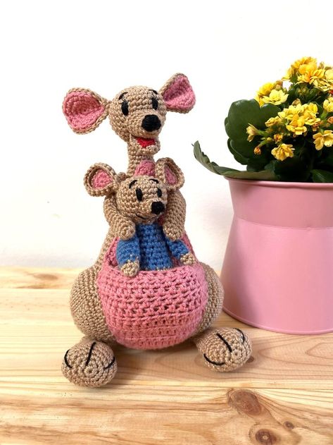 CROCHET PATTERN: Kangaroo pattern, Pdf pattern, Amigurumi pattern, Kanga, Roo, Written in English, Easy to follow, Pooh friends, Crochet pdf Kanga And Roo Crochet Pattern Free, Kanga And Roo Crochet Patterns, Winnie The Pooh Kanga, Kanga And Roo, Disney Crochet, Friends Crochet, Disney Crochet Patterns, Crocheting Patterns, Crochet Rabbit