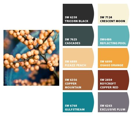 Paint colors from Chip It! by Sherwin-Williams Copper Mountain, Yellow Hues, Reflecting Pool, Paint Effects, Copper Red, Sherwin Williams, Color Inspiration, House Colors, Lake House