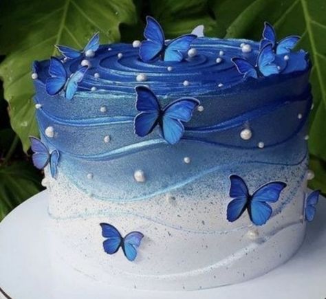 Cakes For Teenagers, Butterfly Theme Cake, Royal Blue Cake, 14th Birthday Cakes, Purple Cakes Birthday, Blue Birthday Cakes, Royal Cakes, Butterfly Birthday Cakes, Sweet 16 Cakes