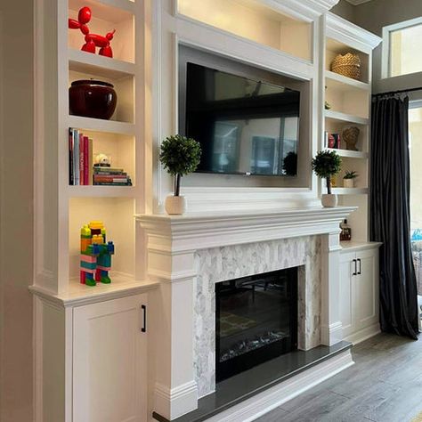 Electric Fireplace Gallery – Touchstone Home Products, Inc. Electric Fireplace With Bookcases, Fireplace Ideas With Tv Above, Fireplace 2023, Electric Fireplace Ideas With Tv, Fireplace Ideas With Tv, Electric Fireplace Ideas, Fireplace Cabinets, Mantel Diy, Electric Fireplace Living Room