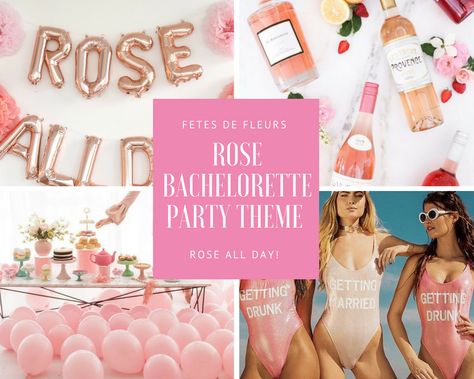 Trying to decide on your bachelorette party theme? The rose bachelorette party theme is a perfect one for the rose lover! Bachelorette Party Ideas Pink, Rose Bachelorette Party, Summer Bachelorette Party Themes, Rosé Party, Bachelorette Party Beach Theme, Fun Bachelorette Party Ideas, Summer Bachelorette, Summer Bachelorette Party, Bachelorette Party Theme