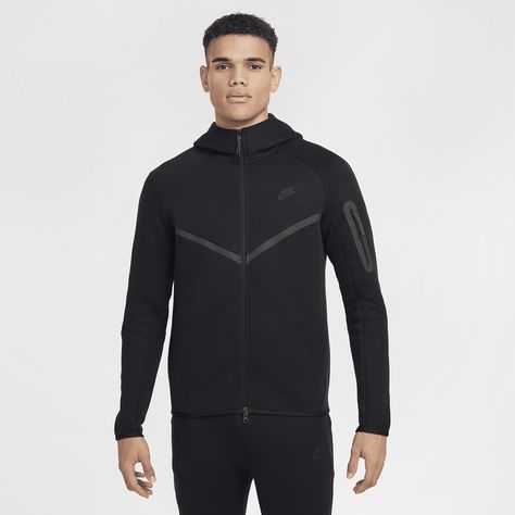 Nike Tech Men's Full-Zip Windrunner Hoodie Nike Tech Black, Black Nike Tech, Nike Tech Fleece Hoodie, Tech Fleece Hoodie, Nike Sportswear Tech Fleece, Windrunner Jacket, Nike Tech Fleece, Nike Tech, Tech Fleece