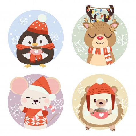 La colección de animales lindos en círcu... | Premium Vector #Freepik #vector #navidad #invierno #ano-nuevo #bebe New Year Illustration, Cute Christmas Wallpaper, Cute Hedgehog, Navidad Christmas, Christmas Illustration, Christmas Stickers, Christmas Winter, Xmas Cards, Christmas Wallpaper