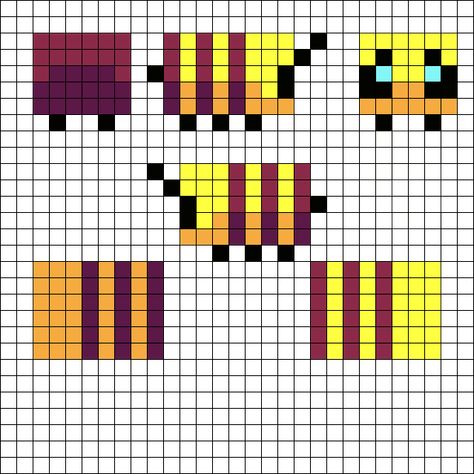 Minecraft Bee Cross Stitch, Minecraft Bee Papercraft Template, Pride Minecraft Bee, Minecraft Bee Pixel Art Grid, How To Make Minecraft Bee, Minecraft Bee Decoration, 3d Perler Bead Bee, Minecraft Bee Perler Bead Pattern, Minecraft Animal Pixel Art